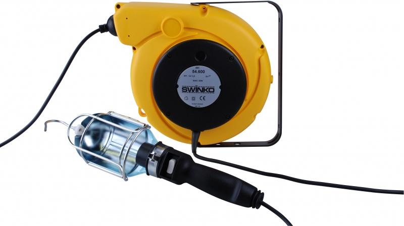 Connectra Veerkabelhaspel VHL 14m - 2x1.0mm2 inclusief lux looplamp 60W